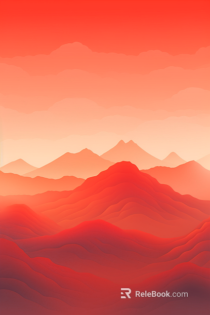 Red gradient mountain decorative painting texture