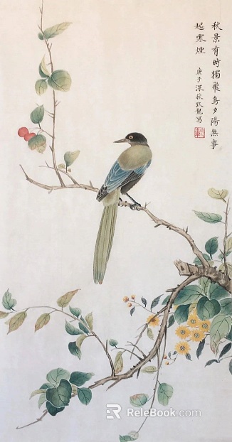 Chinese flower and bird painting texture