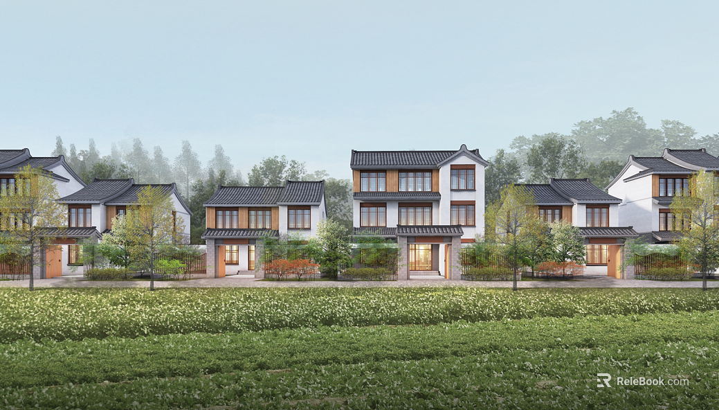 New Chinese Style Pastoral Style Villa Exterior texture
