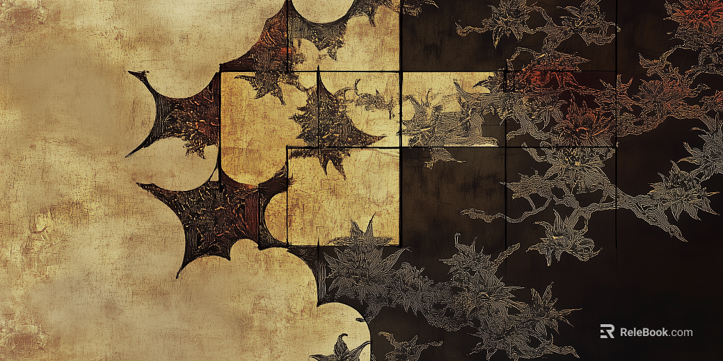New Chinese Middle Ancient abstract plant pattern wallpaper mural texture