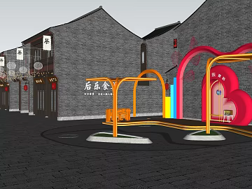 Chinese Commercial Street View Gray Brick Building Block texture (ID:ffaeh537021)
