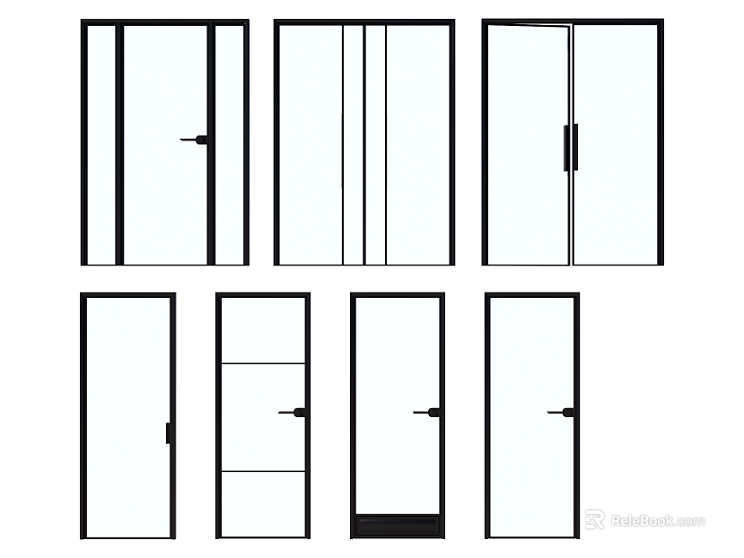 Simple black frame glass door interior door texture