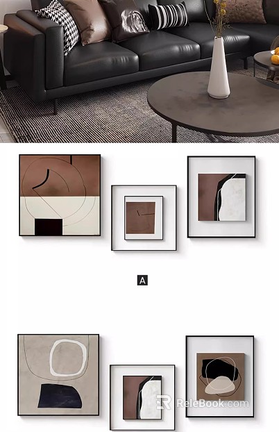 Morandi-toned abstract decorative painting, living room wall art texture