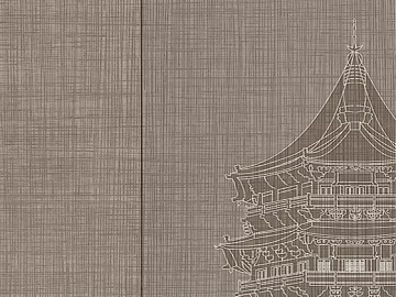 Chinese light brown ancient pagoda pattern wallpaper texture (ID:ffaeh321382)
