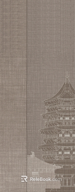 Chinese light brown ancient pagoda pattern wallpaper texture