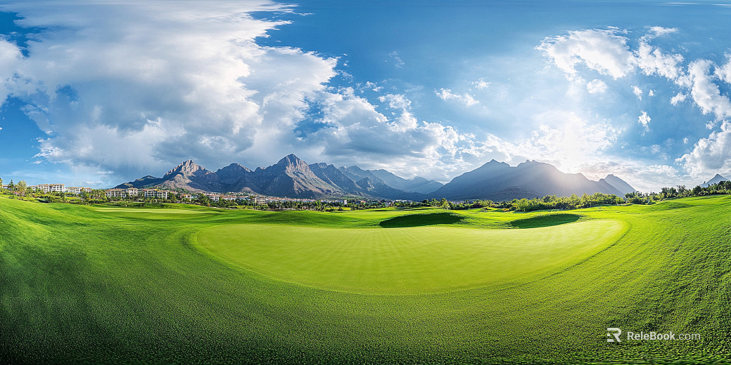 Blue Sky White Clouds Far Mountain HDR Panorama texture