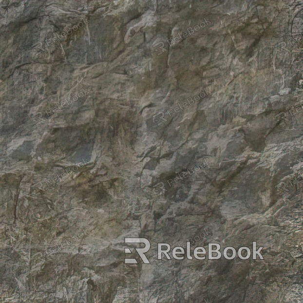 A close-up of a rugged, gray rock surface with cracks and mineral speckles, resembling a section of a boulder or natural stone formation.