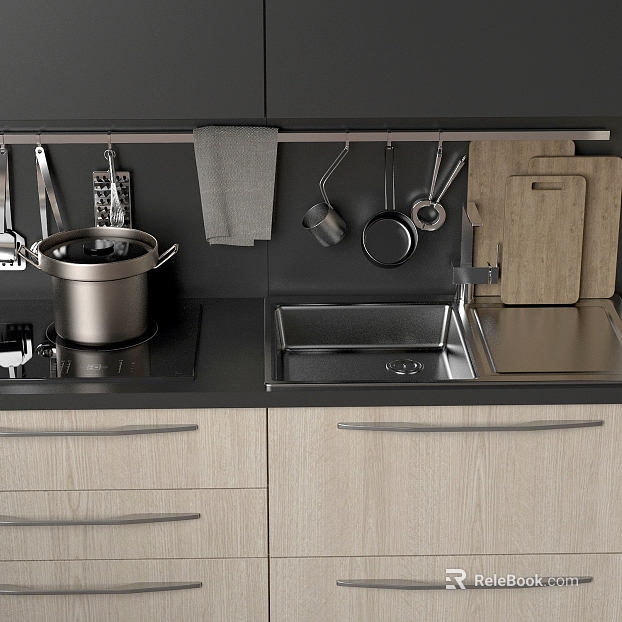 Light beige wood grain kitchen cabinet panel texture