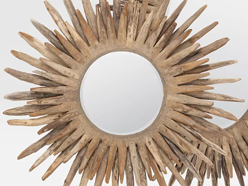 Light Brown Solid Wood Decorative Mirror 3d model