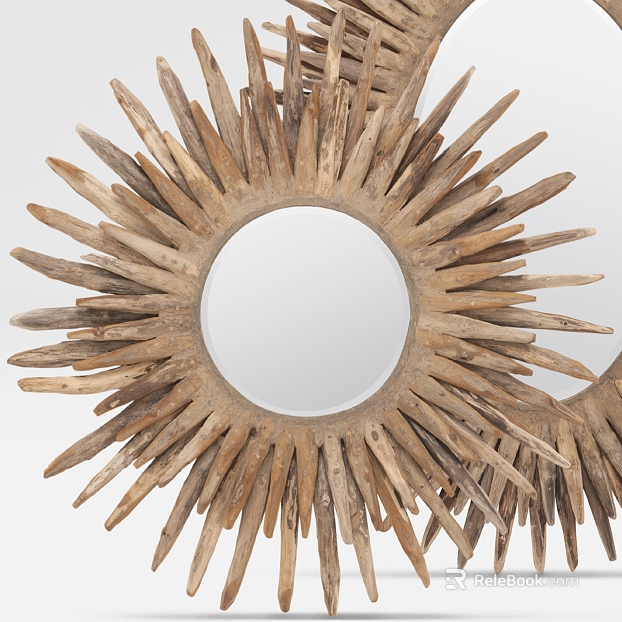 Light Brown Solid Wood Decorative Mirror texture