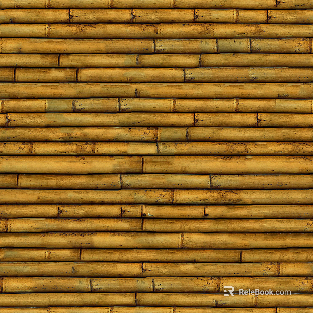 Yellow old bamboo pole bamboo fence texture