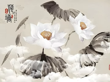 Chinese Hanging Painting Background Wall Background Painting texture (ID:ffach459914)