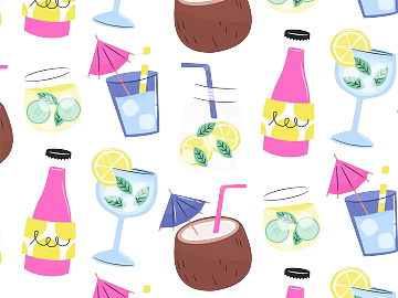 Summer Theme Pattern Summer Elements Cool Holiday Beach Items Decorative Background texture (ID:ffach535046)