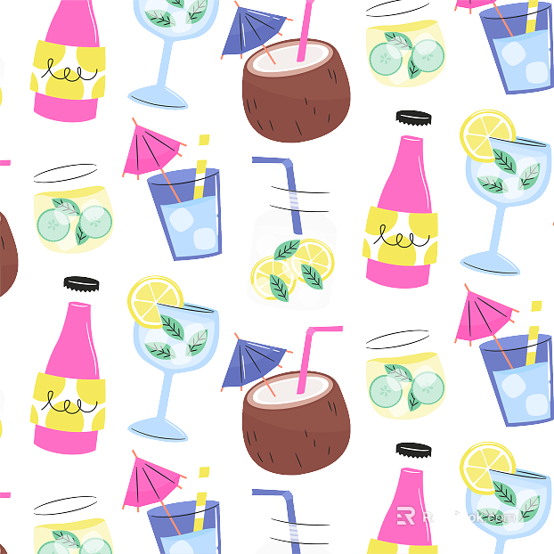 Summer Theme Pattern Summer Elements Cool Holiday Beach Items Decorative Background texture