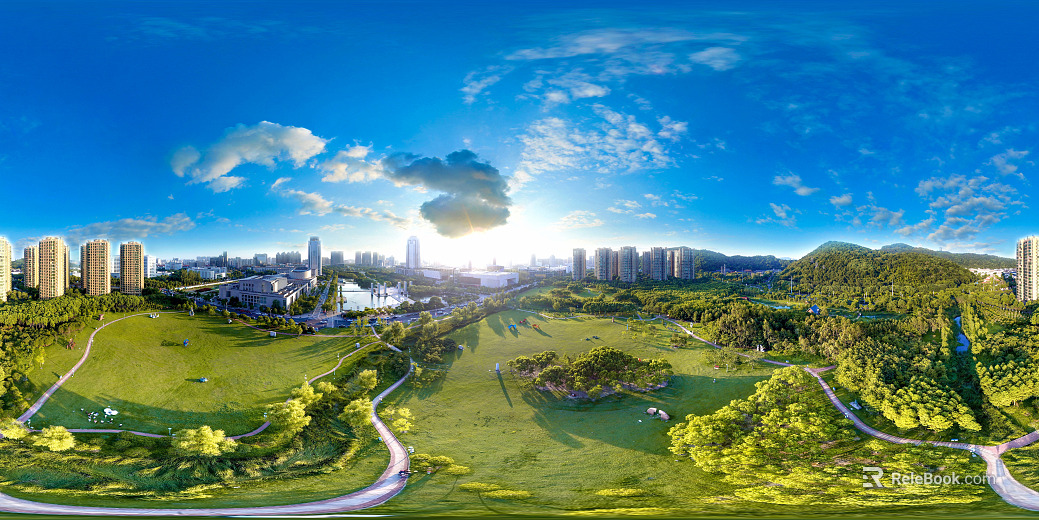 HDR City Eco Park Panorama texture
