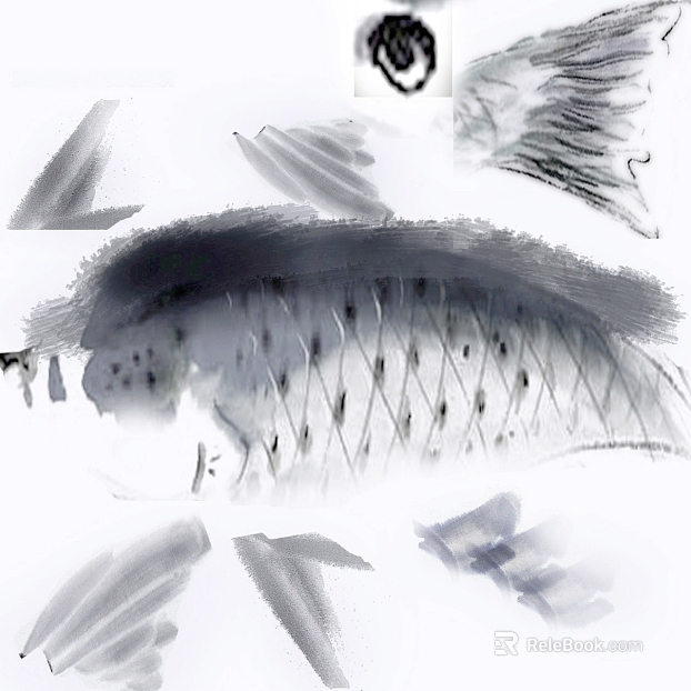 Chinese ink fish brush texture