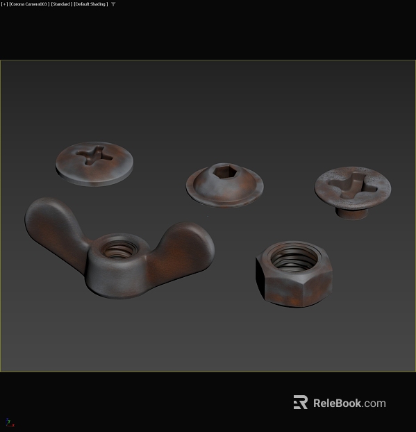 Red rust color metal fasteners industrial parts texture