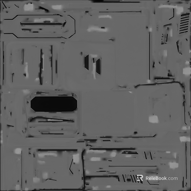 Industrial-style gray metal mechanical panel texture