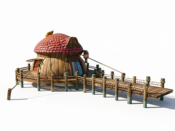Fairy tale wind log water cabin texture (ID:ffaeh182136)