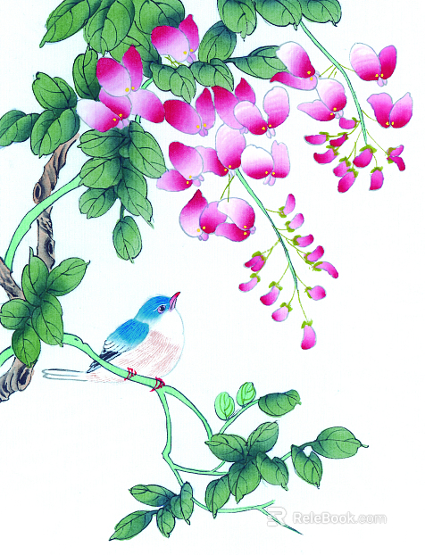 flower and bird decorative painting texture