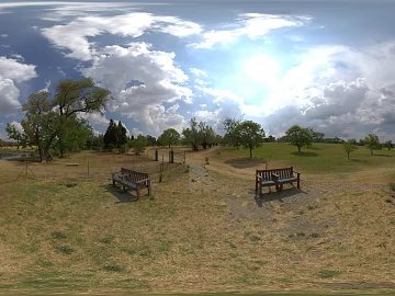 Outdoor Park Lawn Forest Blue Sky White Clouds HDR texture (ID:ffabg19941)