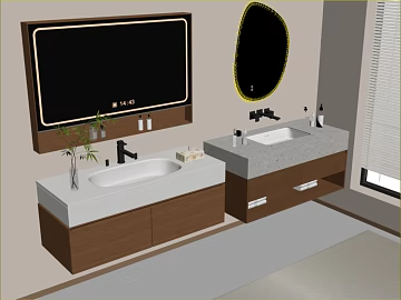 Modern Walnut Bathroom Cabinet texture (ID:ffaeh040736)
