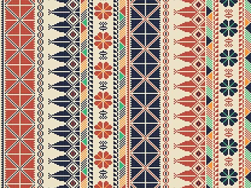 Traditional tribal textile patterns, bohemian-style embroidery, earthy yellow, brown. texture (ID:ffaeh569632)