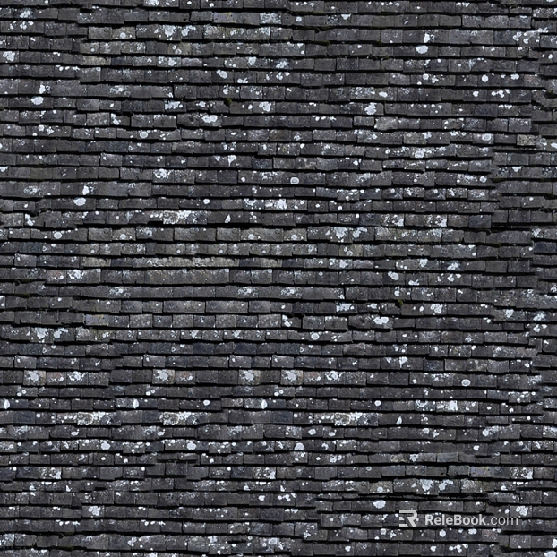 Dark gray with moss green tile roof building materials texture