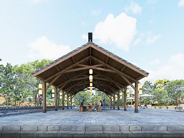 New Chinese-style Wooden Pavilion Outdoor Leisure Area 3d model