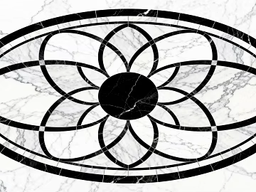 Modern Black and White Stone Parquet Flower Geometric Pattern Water Knife Stone Parquet Floor Tile Light Luxury Black and White Parquet Marble Black and White Stone Oval Parquet Porch Stone Parquet texture (ID:ffaeh814297)