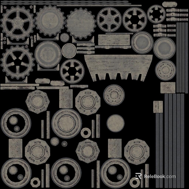 Industrial wind gray old metal mechanical gear texture