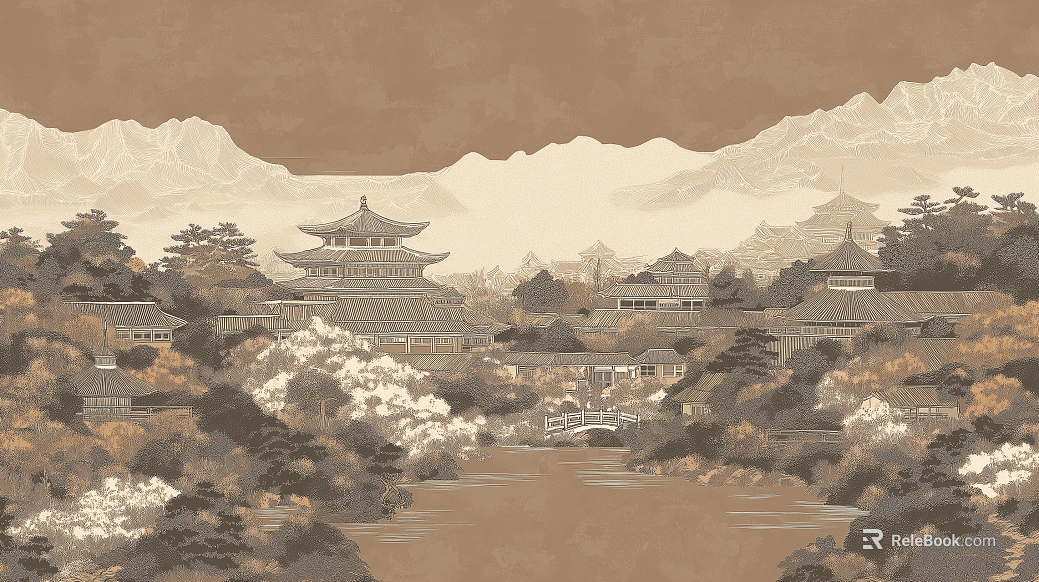 New Chinese Style Mural Decorative Painting texture