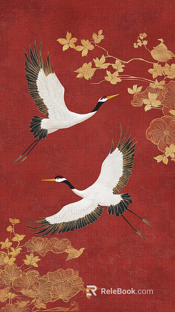 Chinese Crane Decorative Painting texture