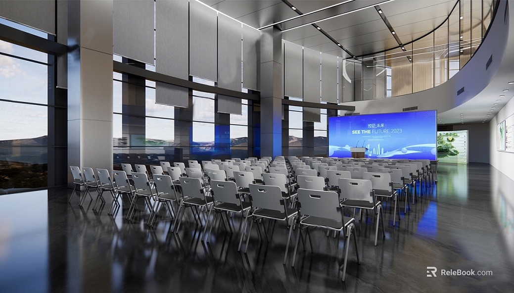 Modern wind deep gray cement floor conference hall texture