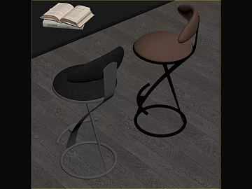 Modern Grey Black Leather Bar Chair texture (ID:ffaeh716521)