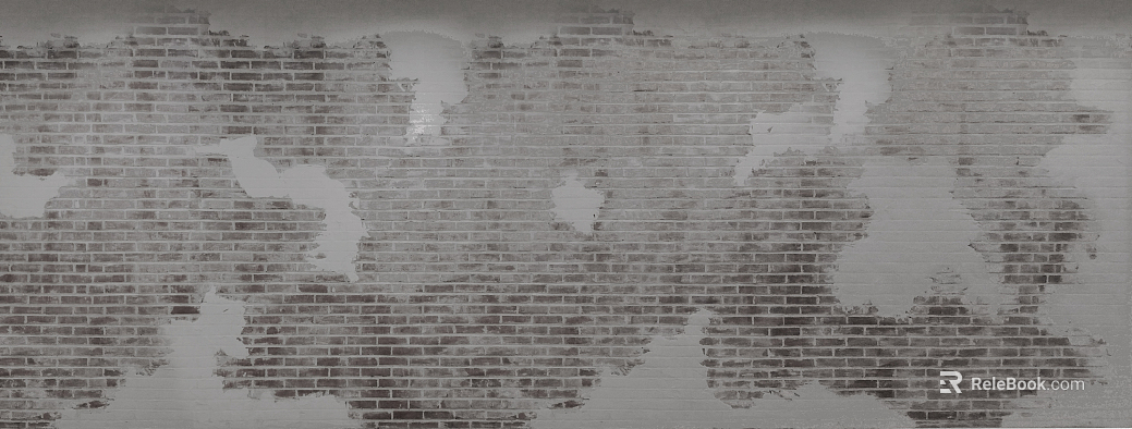 Brick wall peeling off gray wall texture