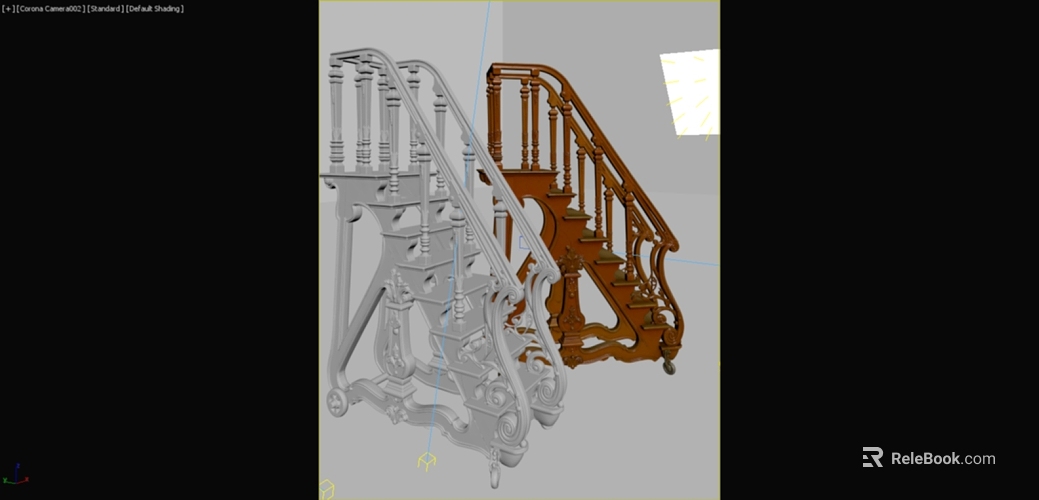 European-style carved wooden stair handrail texture