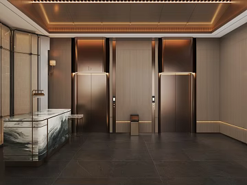 Light Luxury Dark Stone Elevator Floor 3d model