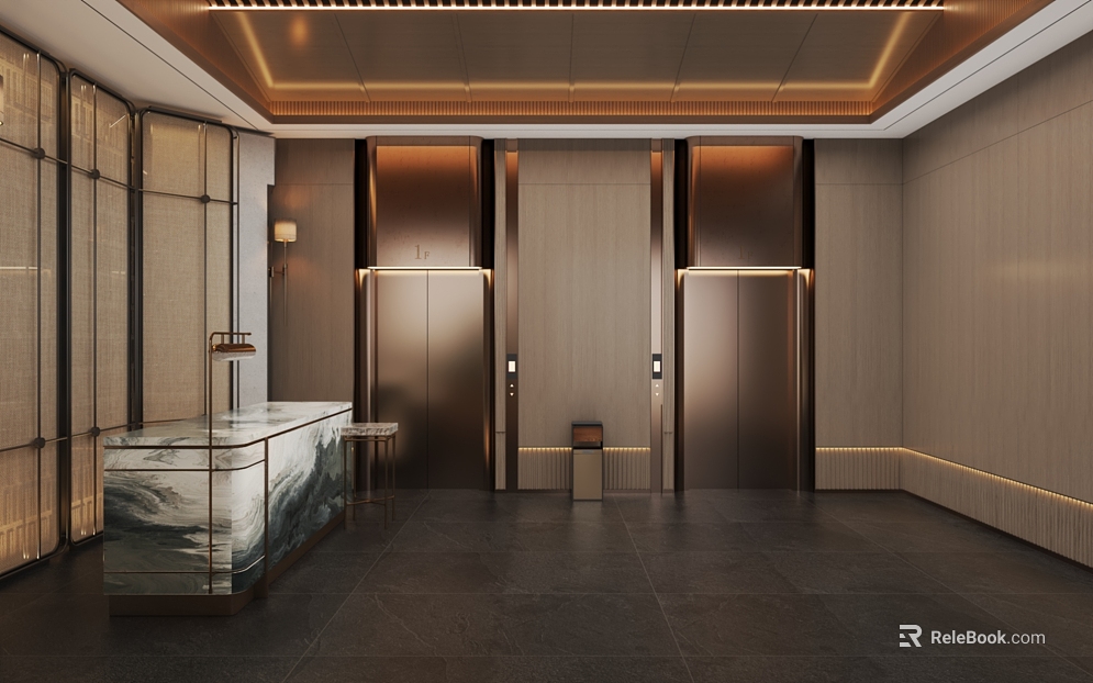 Light Luxury Dark Stone Elevator Floor texture