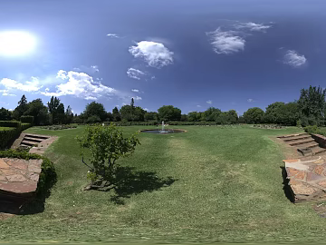 Outdoor Park Fountain Lawn Daytime HDR 3d model