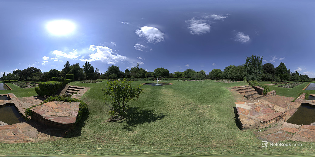 Outdoor Park Fountain Lawn Daytime HDR texture