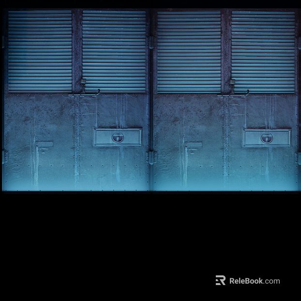 Industrial wind gray blue metal rolling door texture