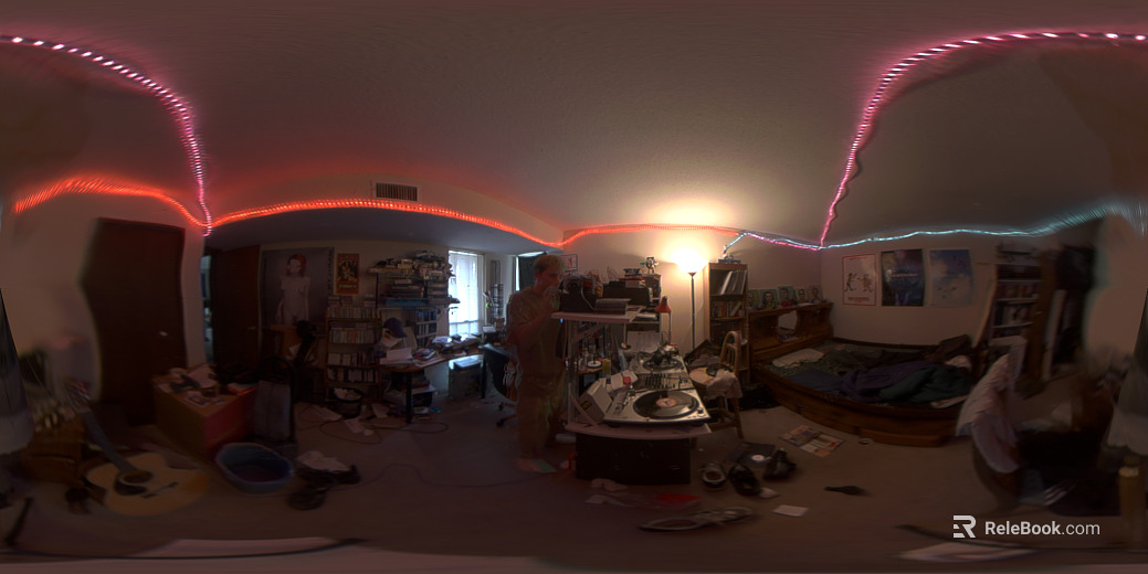 Indoor clutter bedroom space daytime HDR texture