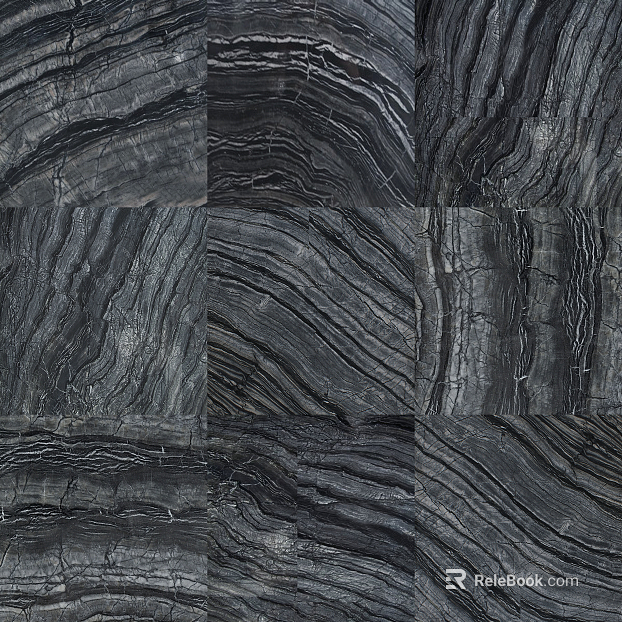Wood grain brick black wave stone texture