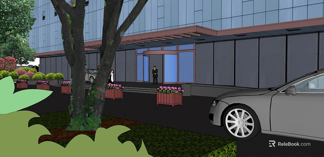 Modern Office Building Entrance Scenario texture