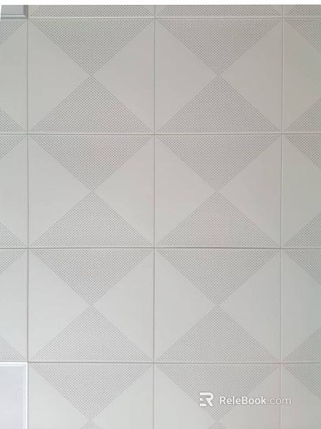 White perforated metal gusset ceiling texture