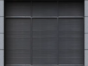 Dark gray metal rolling shutter door building exterior wall 3d model