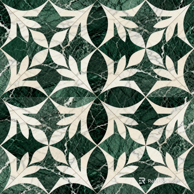 Middle and ancient style-Ji wind industrial wind green white stone mosaic flower pattern water cutter mosaic stone green mosaic stone texture