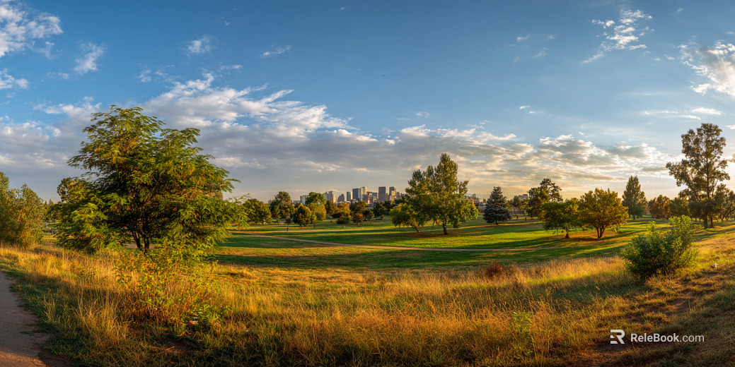 Dusk Sunset City Park Panorama HDR texture