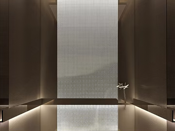 Light Luxury Light Brown Perforated Metal Elevator Interior 3d model